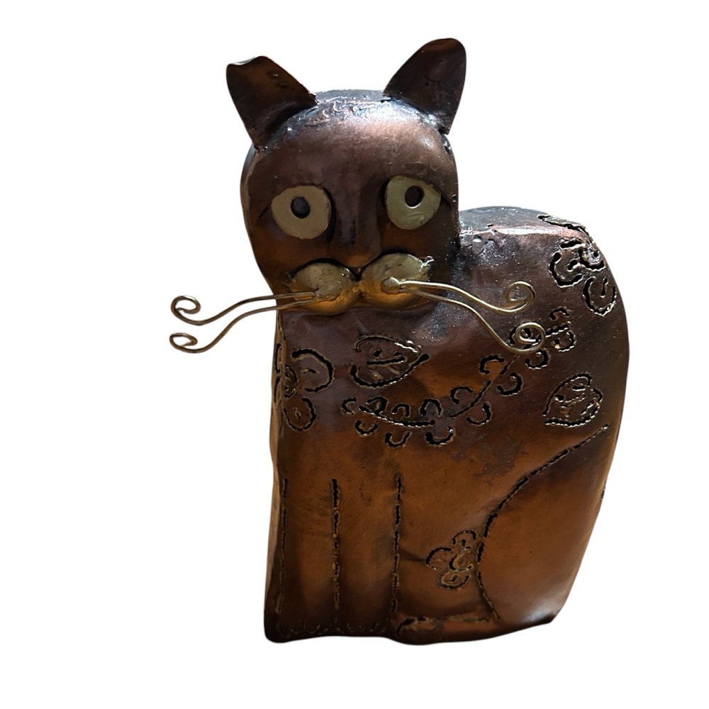 Metal Copper Tone Cat Art Deco Candle Holder table lantern for Tealight - Picture 3 of 13